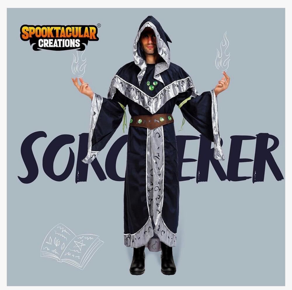 Spooktacular Creations Mystical Dark Sorcerer Costume - Men's Adult XL New